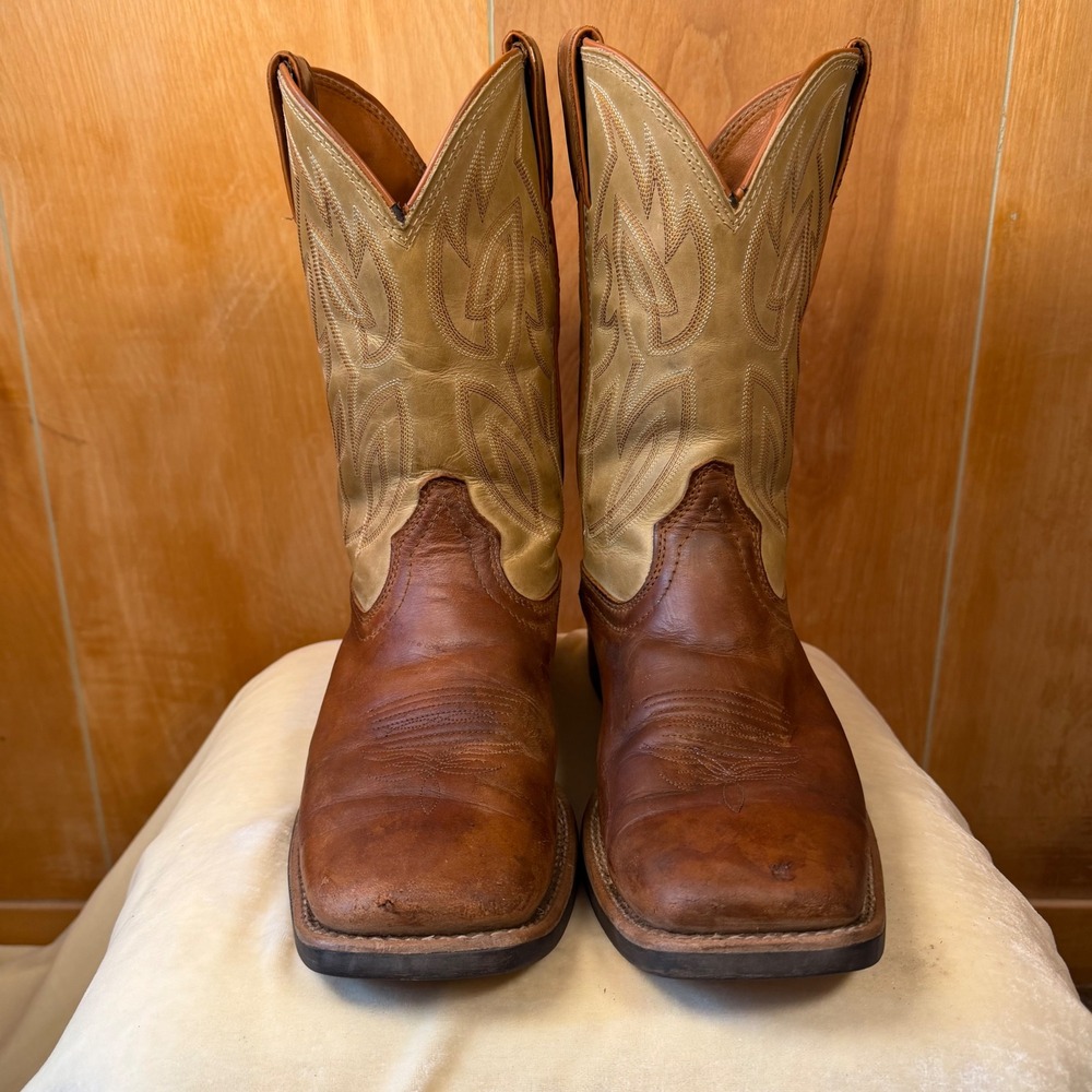 Justin Stampede Mens Brown Leather Square Toe Western Cowboy Boots SE7511 9.5D